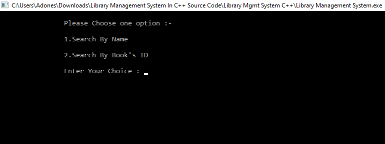 Search book list for library management system in c++ with source code