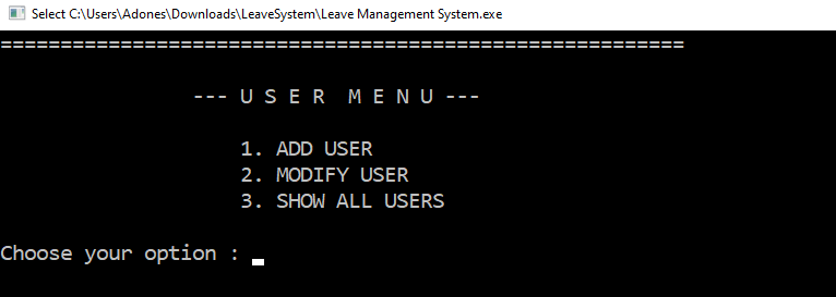 Add User for Leave Management System Project in C++ with Source Code