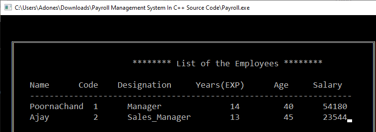 list for Leave Management System Project in C++ with Source Code