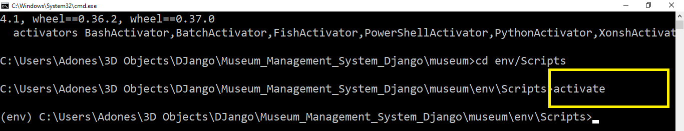 activate in Museum Management System Project in Django with Source Code