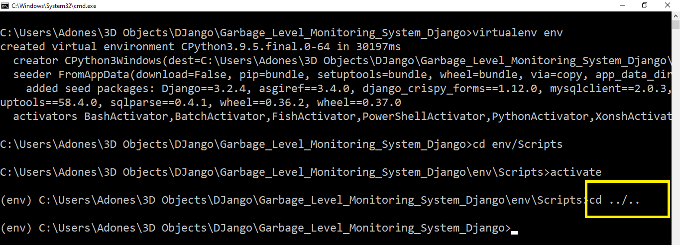 cd in Garbage Level Monitoring System Project in Django with Source Code