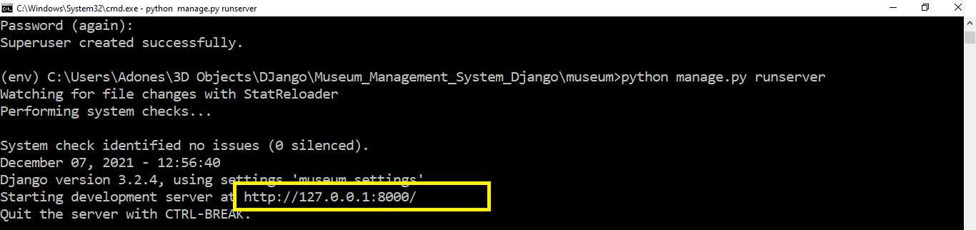 copy url in Museum Management System Project in Django with Source Code