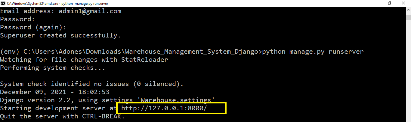 copy url in Warehouse Management System Project in Django with Source Code