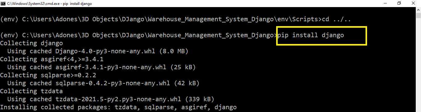 install django in Warehouse Management System Project in Django with Source Code