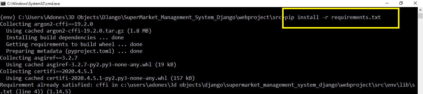 requirements in Supermarket Management System Project in Django with Source Code