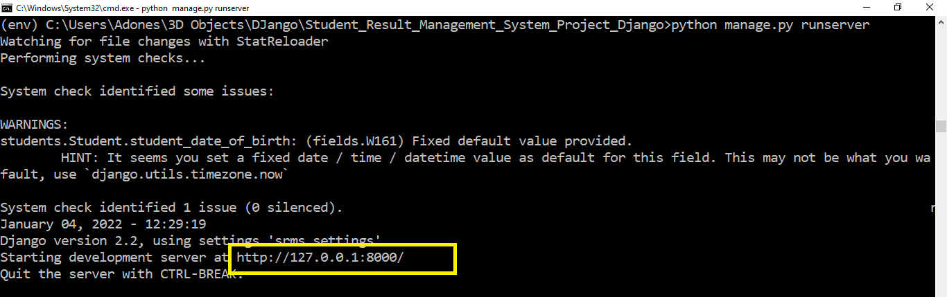 copy url in Student Result Management System Project in Django with Source Code