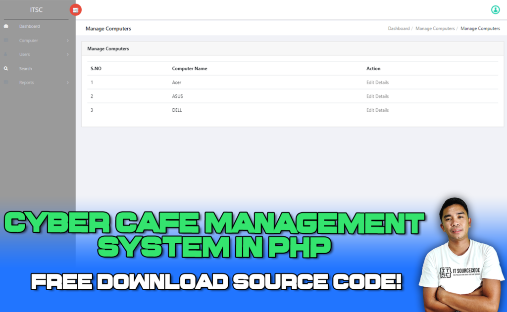 Cyber Cafe Management System In PHP With Source Code 1024x631 