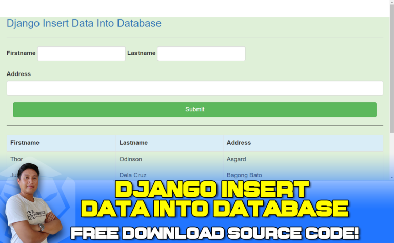 Django Insert Data Into Database With Source Code