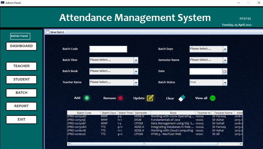 Attendance Management System New Batch
