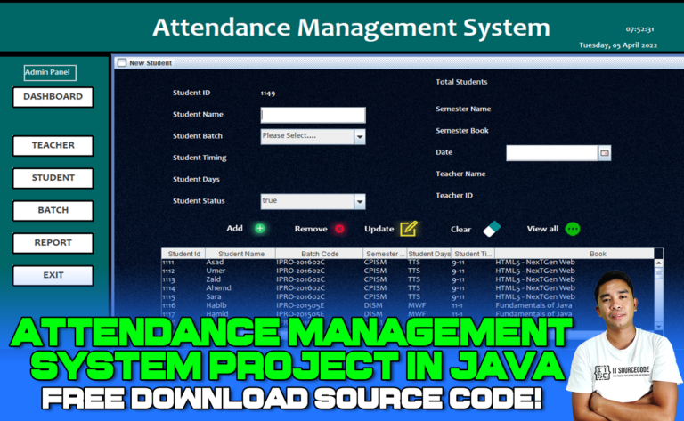 Attendance Management System Project In Java With Source Code