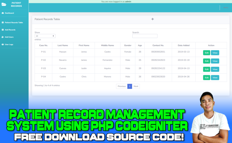 Patient Record Management System Using PHP Codeigniter