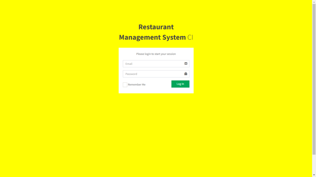 Restaurant Management System Project In Codeigniter Login Page