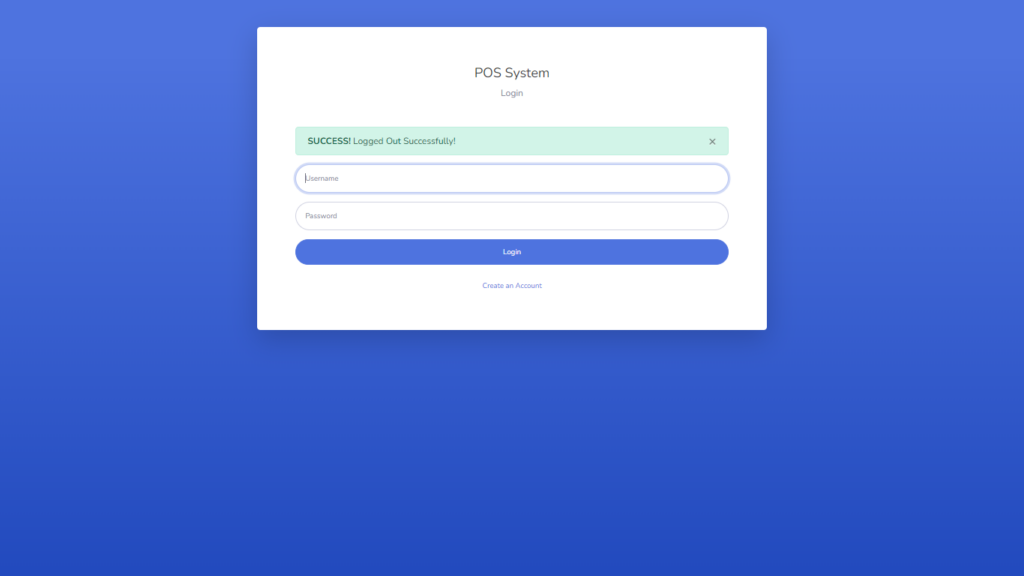 Point Of Sale System Login Page