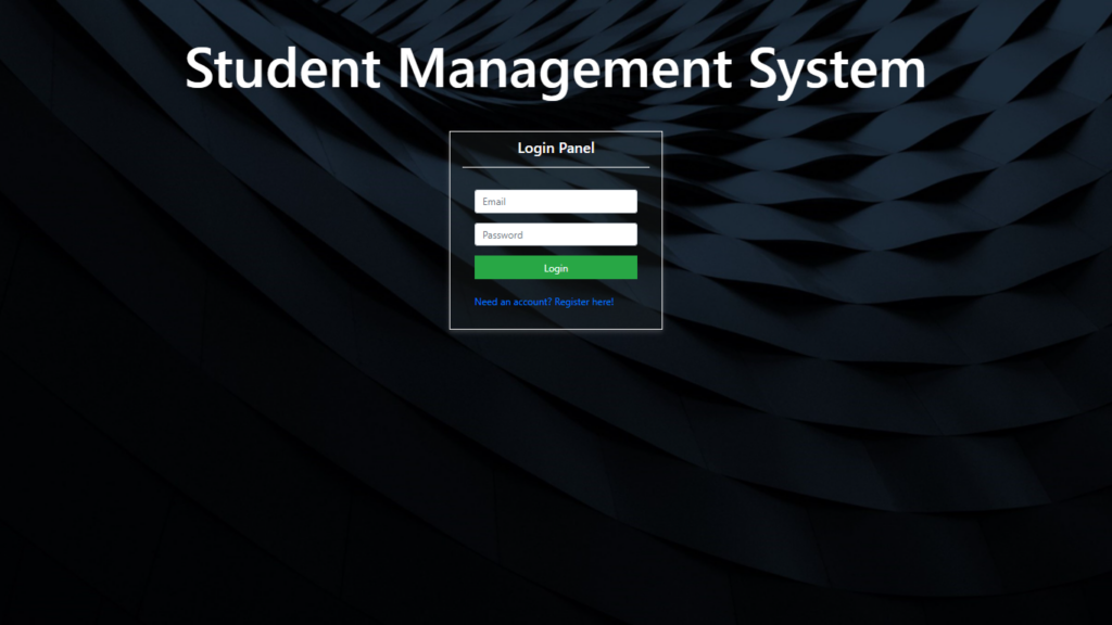 Student Management System Login Page