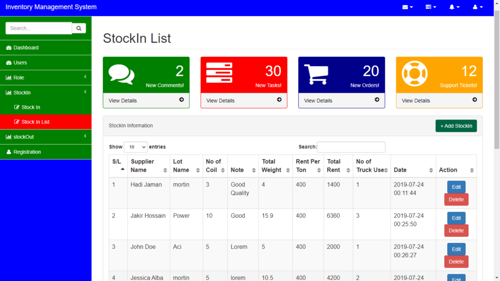 Inventory Management System Stock In Lists