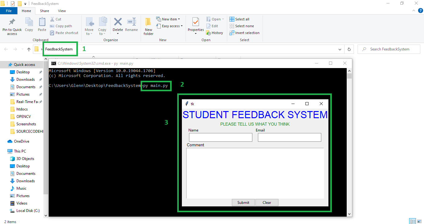 Student Feedback System Project in Python Execute Project