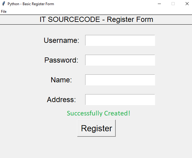 Registration Form Using Tkinter In Python With Source Code