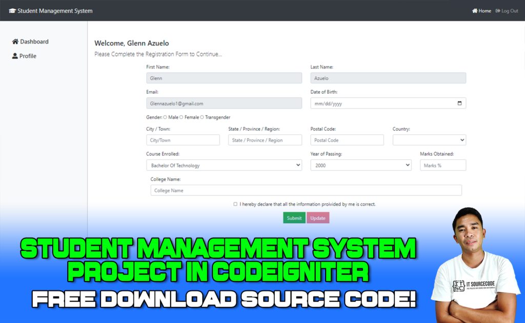 Student Management System Project In Codeigniter With Source Code