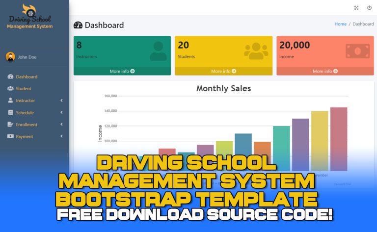 Driving School Management System Free Bootstrap Template
